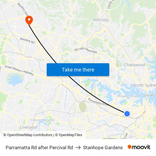 Parramatta Rd after Percival Rd to Stanhope Gardens map