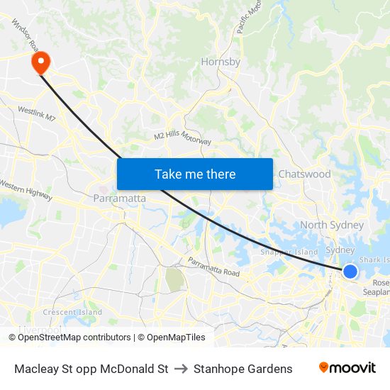 Macleay St opp McDonald St to Stanhope Gardens map