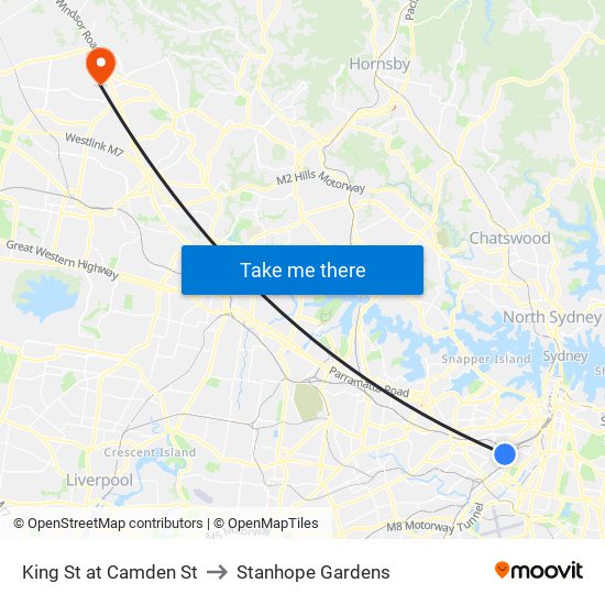 King St at Camden St to Stanhope Gardens map