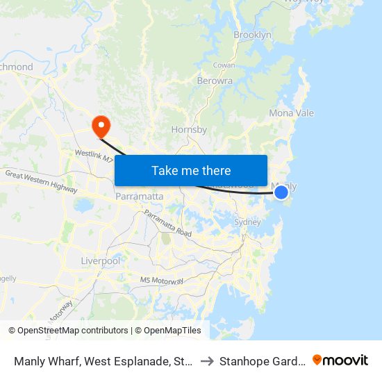 Manly Wharf, West Esplanade, Stand A to Stanhope Gardens map