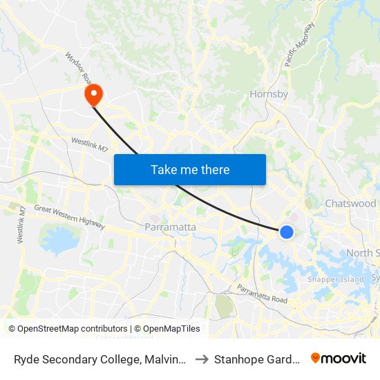 Ryde Secondary College, Malvina Rd to Stanhope Gardens map