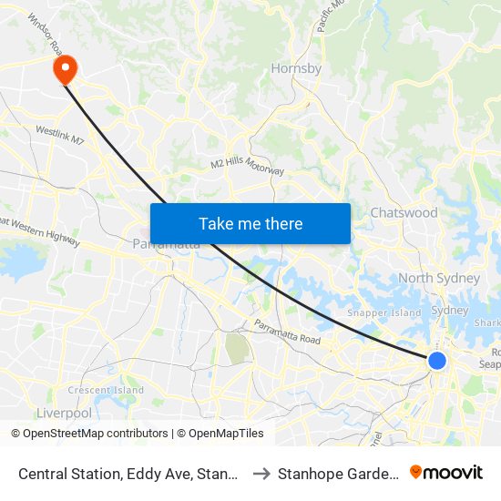 Central Station, Eddy Ave, Stand A to Stanhope Gardens map