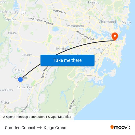 Camden Council to Kings Cross map