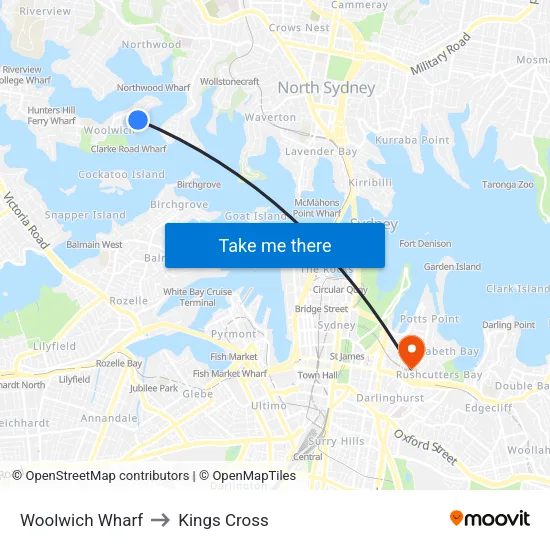 Woolwich Wharf to Kings Cross map
