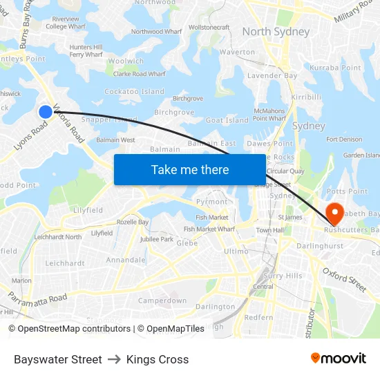 Bayswater Street to Kings Cross map