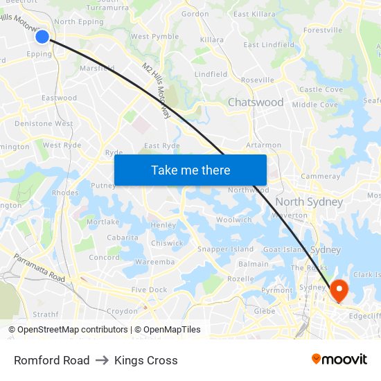 Romford Road to Kings Cross map