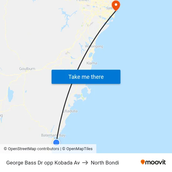 George Bass Dr opp Kobada Av to North Bondi map