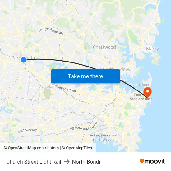 Church Street Light Rail to North Bondi map