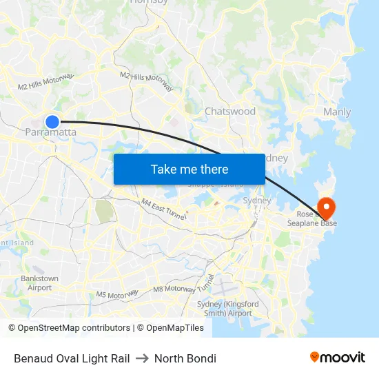 Benaud Oval Light Rail to North Bondi map