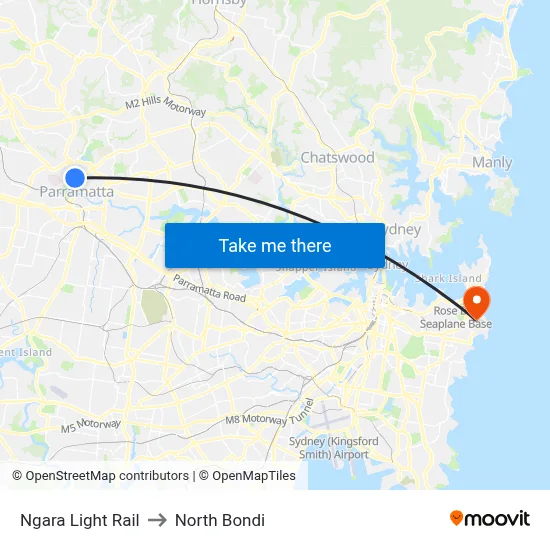 Ngara Light Rail to North Bondi map