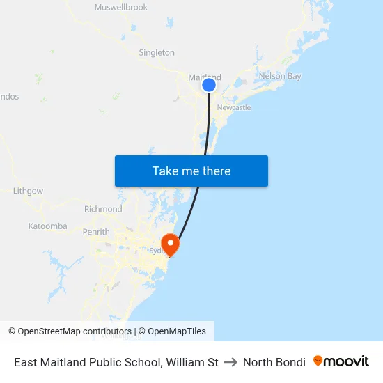 East Maitland Public School, William St to North Bondi map