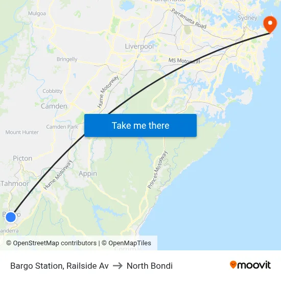Bargo Station, Railside Av to North Bondi map