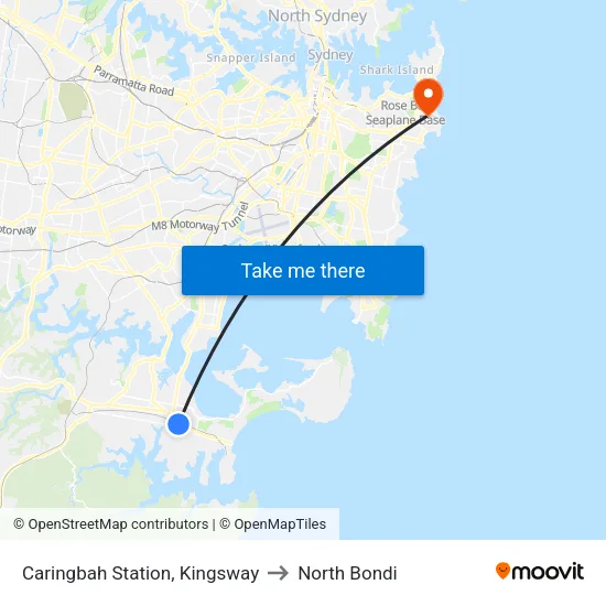 Caringbah Station, Kingsway to North Bondi map