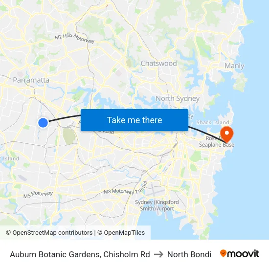Auburn Botanic Gardens, Chisholm Rd to North Bondi map
