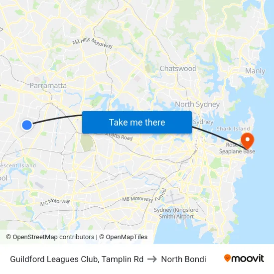 Guildford Leagues Club, Tamplin Rd to North Bondi map