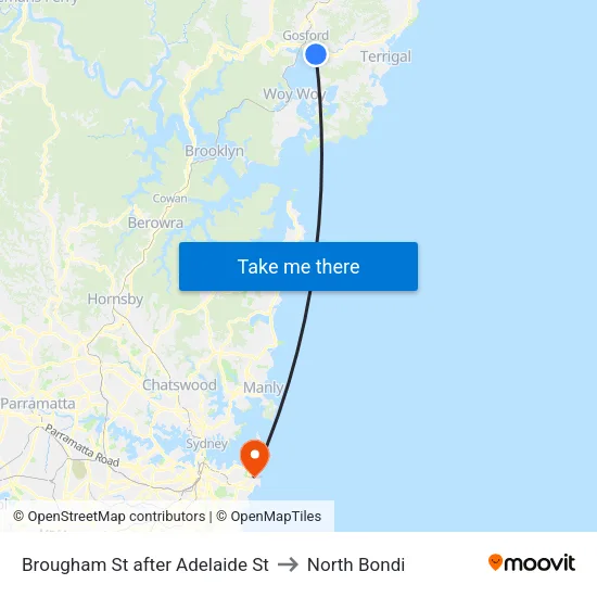Brougham St after Adelaide St to North Bondi map