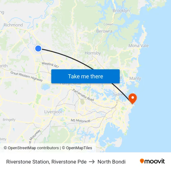 Riverstone Station, Riverstone Pde to North Bondi map