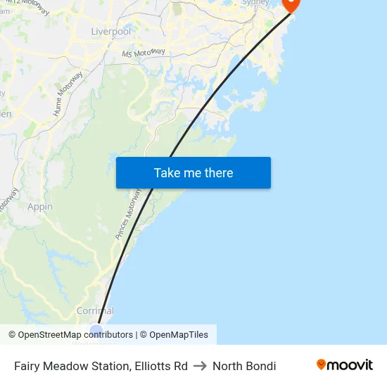 Fairy Meadow Station, Elliotts Rd to North Bondi map