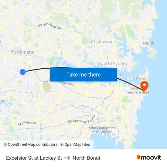 Excelsior St at Lackey St to North Bondi map