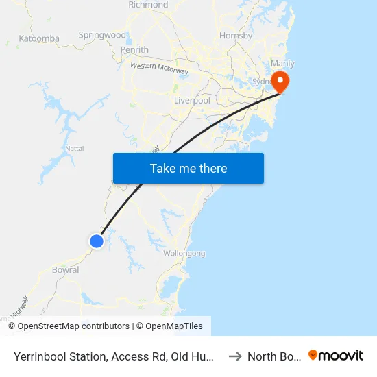 Yerrinbool Station, Access Rd, Old Hume Hwy to North Bondi map