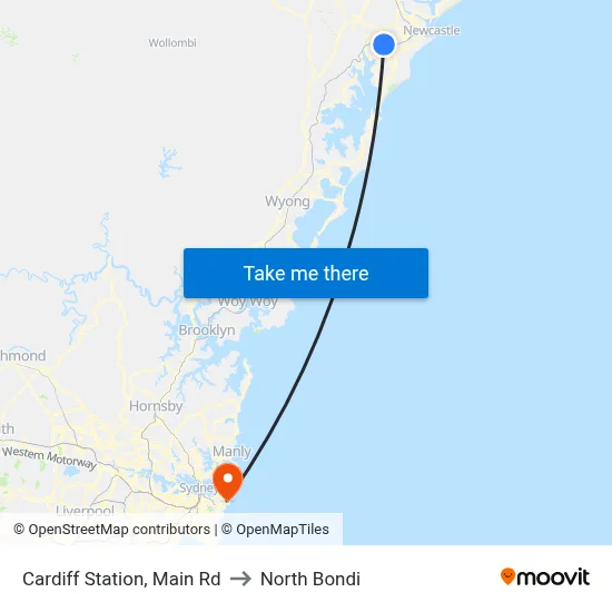 Cardiff Station, Main Rd to North Bondi map