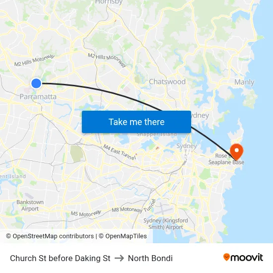 Church St before Daking St to North Bondi map