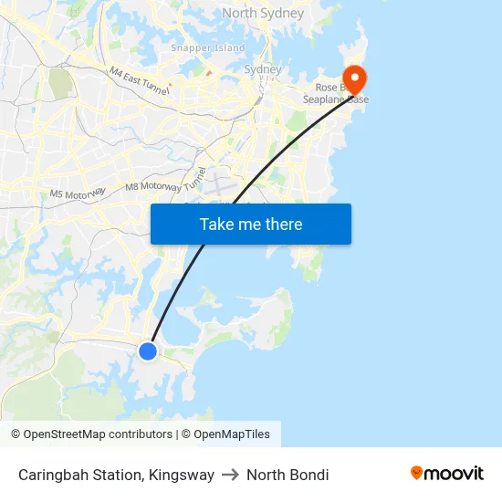 Caringbah Station, Kingsway to North Bondi map