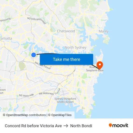 Concord Rd before Victoria Ave to North Bondi map