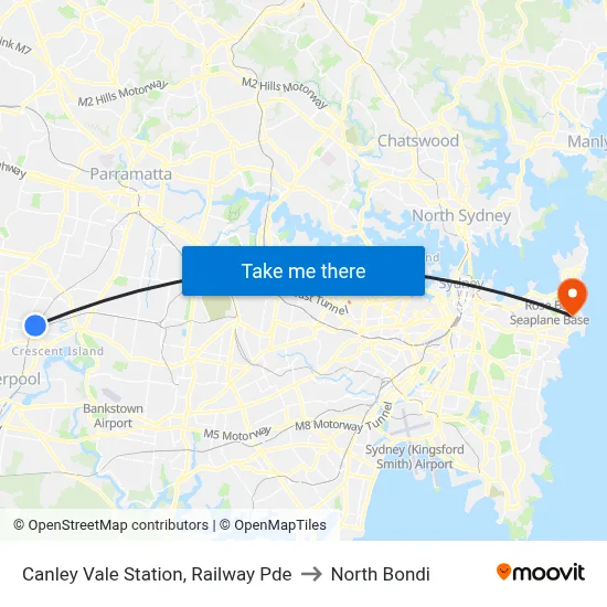 Canley Vale Station, Railway Pde to North Bondi map