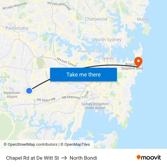 Chapel Rd at De Witt St to North Bondi map