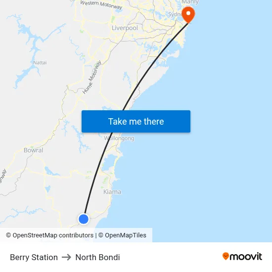 Berry Station to North Bondi map