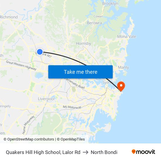 Quakers Hill High School, Lalor Rd to North Bondi map