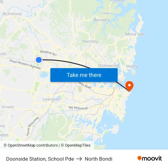 Doonside Station, School Pde to North Bondi map