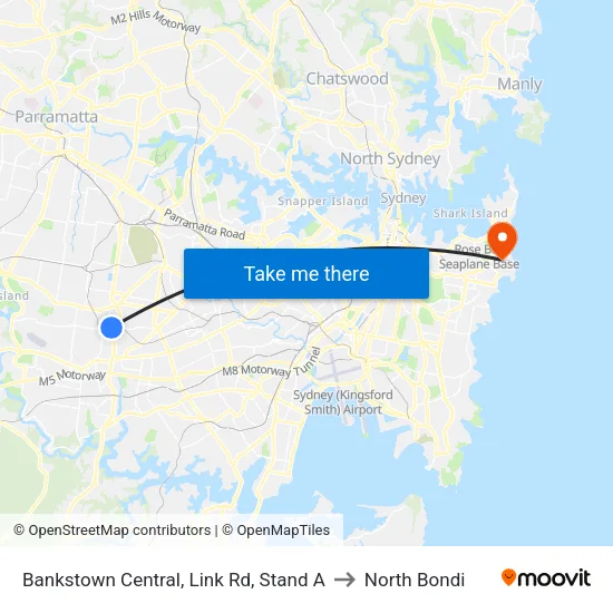 Bankstown Central, Link Rd, Stand A to North Bondi map