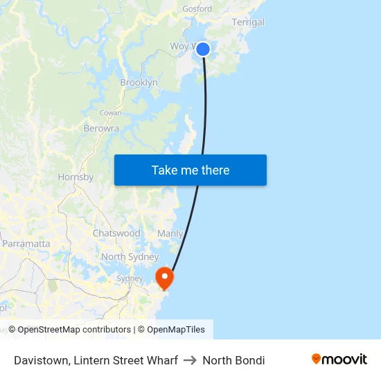 Davistown, Lintern Street Wharf to North Bondi map