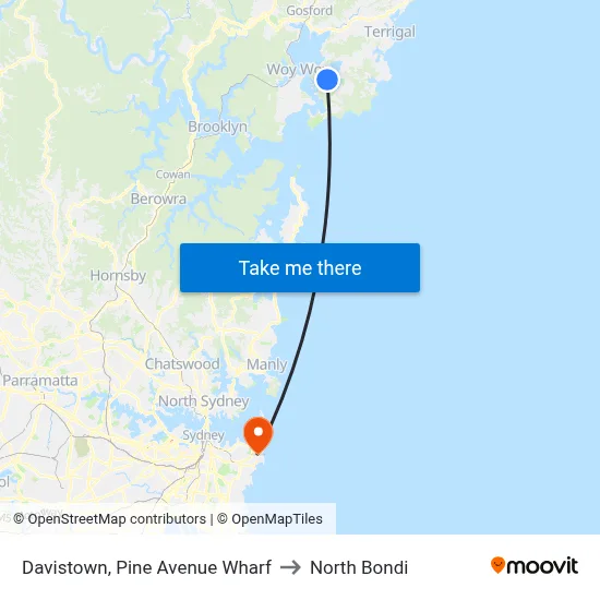 Davistown, Pine Avenue Wharf to North Bondi map
