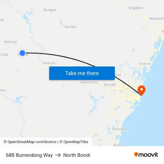 688 Burrendong Way to North Bondi map