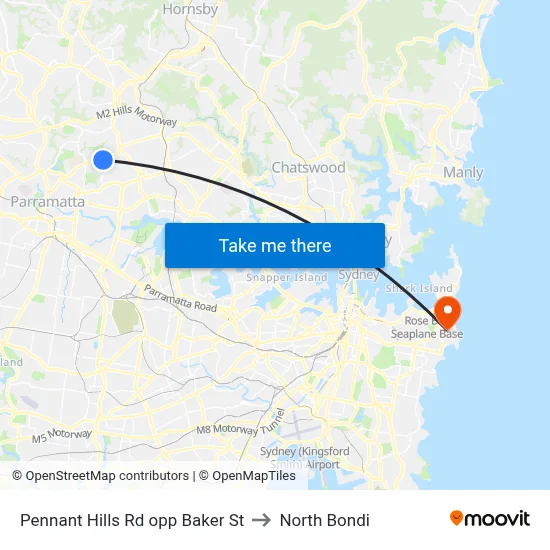 Pennant Hills Rd opp Baker St to North Bondi map