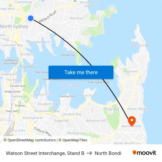 Watson Street Interchange, Stand B to North Bondi map