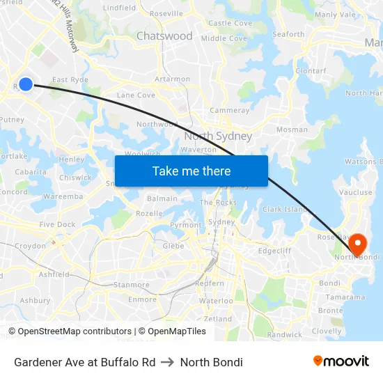 Gardener Ave at Buffalo Rd to North Bondi map