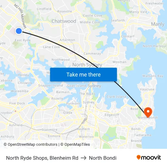 North Ryde Shops, Blenheim Rd to North Bondi map