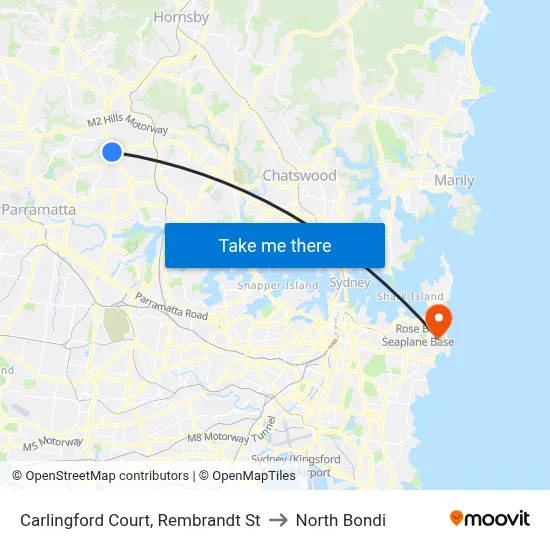 Carlingford Court, Rembrandt St to North Bondi map