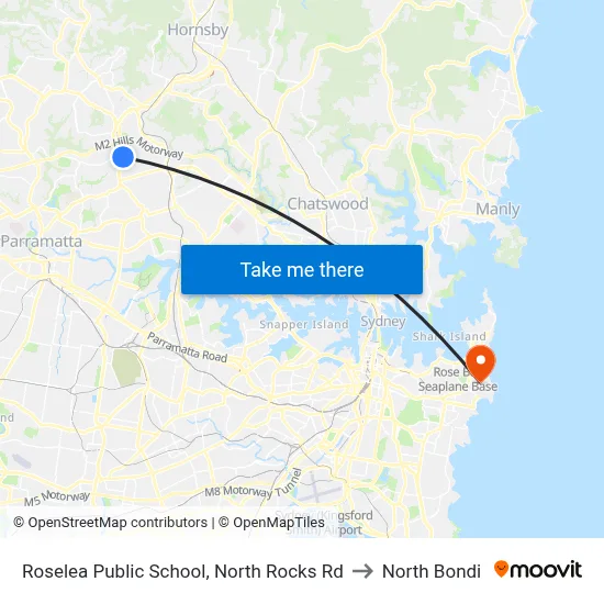 Roselea Public School, North Rocks Rd to North Bondi map