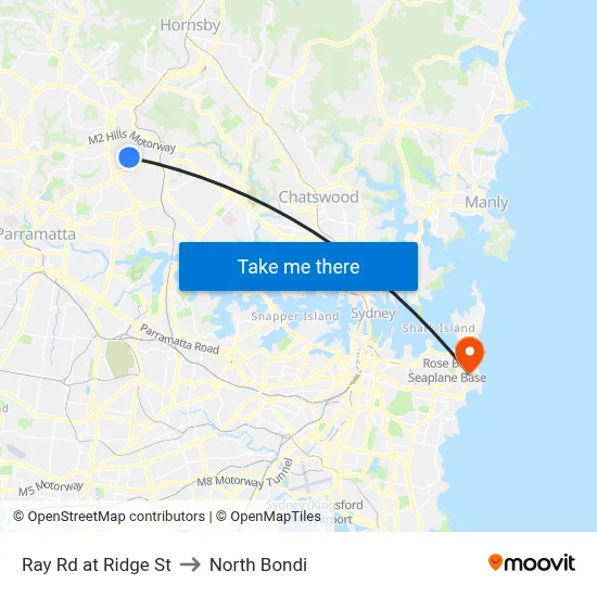 Ray Rd at Ridge St to North Bondi map