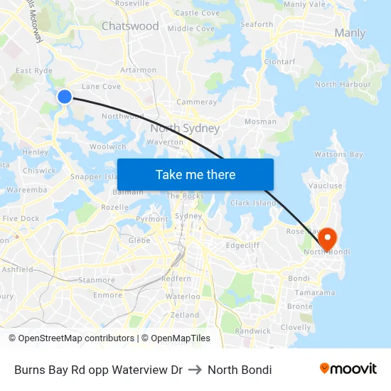 Burns Bay Rd opp Waterview Dr to North Bondi map