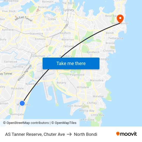 AS Tanner Reserve, Chuter Ave to North Bondi map
