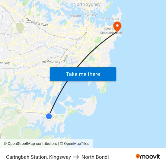 Caringbah Station, Kingsway to North Bondi map