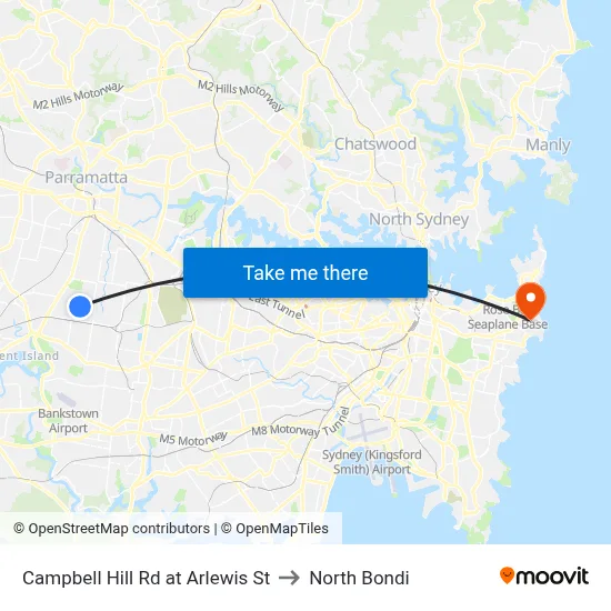 Campbell Hill Rd at Arlewis St to North Bondi map