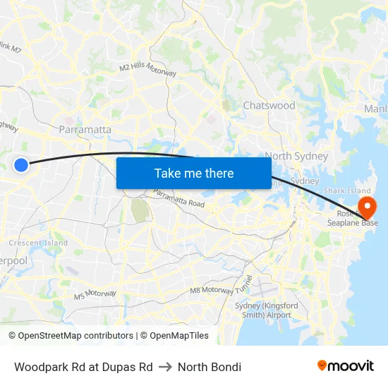 Woodpark Rd at Dupas Rd to North Bondi map