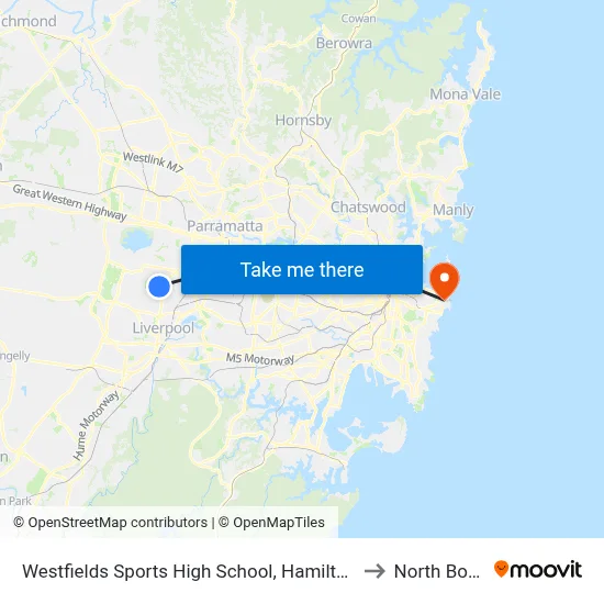 Westfields Sports High School, Hamilton Rd to North Bondi map